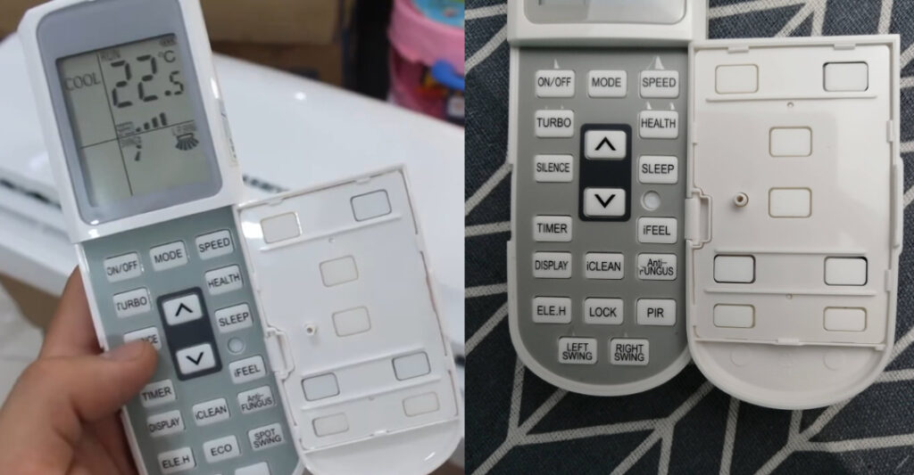 Hướng dẫn sử dụng điều khiển điều hoà Asanzo - Các nút bấm bên trong (bên dưới nắp trượt)