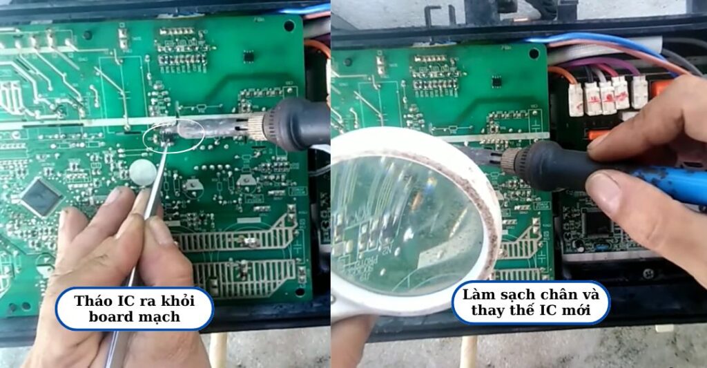 Sửa lỗi F12 máy lạnh Aqua do IC board mạch