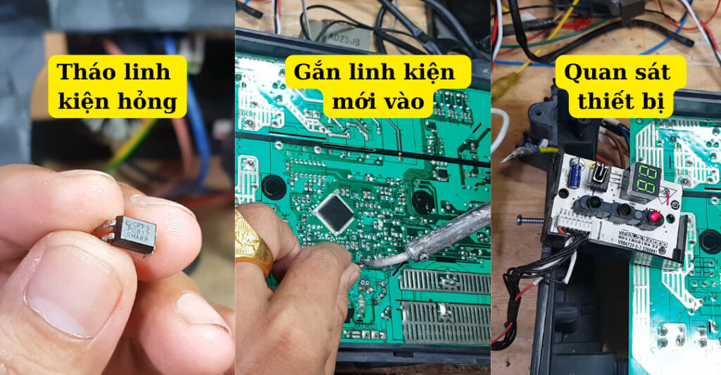 thay thế linh kiện hỏng nếu cần