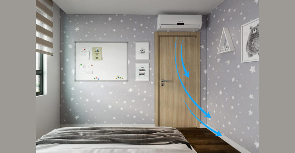 Lắp máy lạnh ở cuối giường lệch bên
