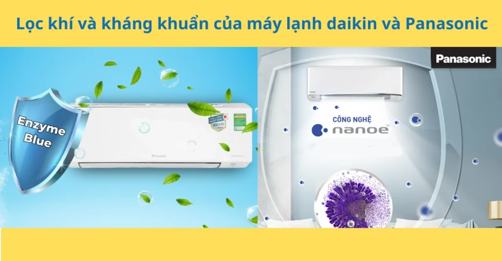 Lọc khí và kháng khuẩn của máy lạnh daikin và Panasonic